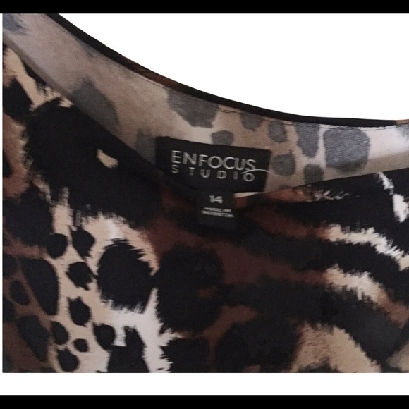 NWT ENFOCUS STUDIO Animal Print One Shoulder Dress With Ruched Waist Brown Large - Picture 10 of 11